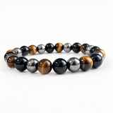 8mm Triple Protection Tiger Eye Black Tourmaline Hematite Bracelet Wholesale