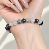 8mm Black Tourmaline In Quartz Crystal Bracelet Wholesale