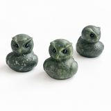 1PC Natural Green Jade Owl Duck Crystal Carving