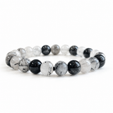 8mm Black Tourmaline In Quartz Crystal Bracelet Wholesale