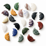 Random Multi-material Moon Face Crystal Carving Wholesale