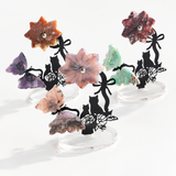 Crystal Flower And Butterfly Carving With Cat Metal Stand (Mixed Materials)