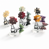 Crystal Flower And Butterfly Carving With Dwarf Metal Stand (Mixed Materials)