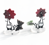 Crystal Flower And Butterfly Carving With Dwarf Metal Stand (Mixed Materials)