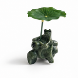 Green Jade Frog Riding Motorcycle Crystal Carving Wholesale