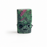 Multi-material Carved Cube Crystal Glass Buddy Cut Into Block Shapes Wearing Glasses Small Statues