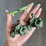 Green Jade Frog Riding Motorcycle Crystal Carving Wholesale