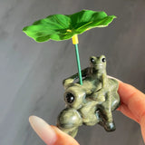 Green Jade Frog Riding Motorcycle Crystal Carving Wholesale