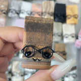 Multi-material Carved Cube Crystal Glass Buddy Cut Into Block Shapes Wearing Glasses Small Statues