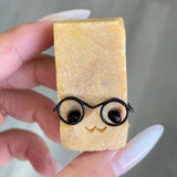 Multi-material Carved Cube Crystal Glass Buddy Cut Into Block Shapes Wearing Glasses Small Statues