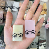 Multi-material Carved Cube Crystal Glass Buddy Cut Into Block Shapes Wearing Glasses Small Statues