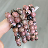 Faced Rhodonite Bracelet 8mm Wholesale