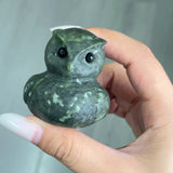 1PC Natural Green Jade Owl Duck Crystal Carving