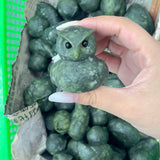 1PC Natural Green Jade Owl Duck Crystal Carving