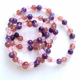 8mm Pink Triple Protection Crystal Bracelet Wholesale