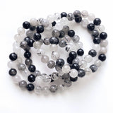 8mm Black Tourmaline In Quartz Crystal Bracelet Wholesale