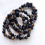 8mm Triple Protection Tiger Eye Black Tourmaline Hematite Bracelet Wholesale