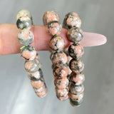 8mm Pink Green Flower  Crystal Bracelet Wholesale