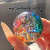 1.5in Rainbow Aura Crackle Crystal sphere ball