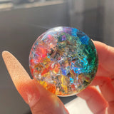 1.5in Rainbow Aura Crackle Crystal sphere ball