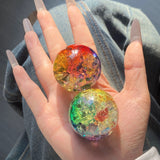 1.5in Rainbow Aura Crackle Crystal sphere ball