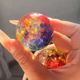 1.5in Rainbow Aura Crackle Crystal sphere ball