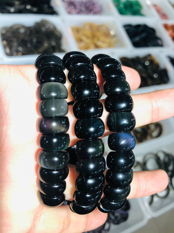Rainbow obsidian bangle