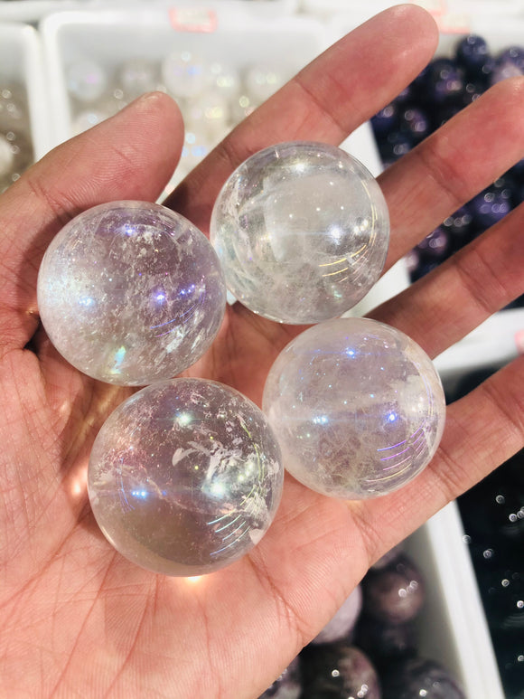 Angel aura quartz sphere